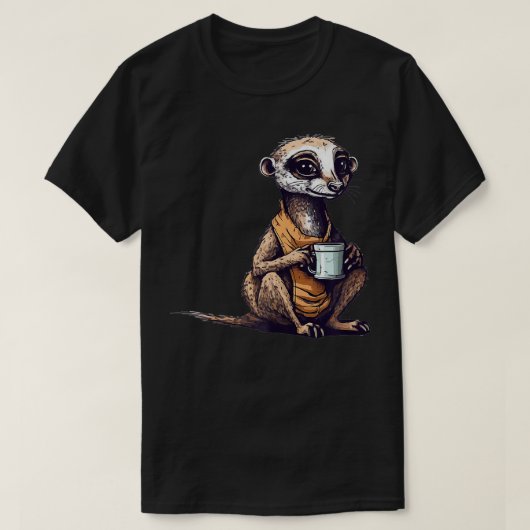 メルカート飲みコーヒーおもしろいかわいい動物メルカート Tシャツ (デザイン正面)