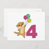 メルカート4誕生日バルーン子供はがき ポストカード (正面/裏面)