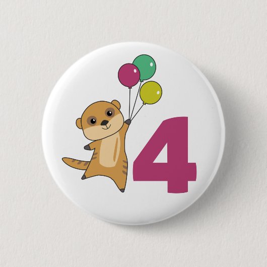 メルカート4誕生日バルーン子供ボタン 缶バッジ (正面)