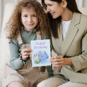 メルキャットライトブルー猫マーメイド誕生日カード シーズンカード