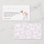 メルシフランスのピンクガール赤ちゃんシャワーありがとう エンクロージャーカード (正面/裏面)