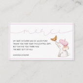 メルシフランスのピンクガール赤ちゃんシャワーありがとう エンクロージャーカード (正面)