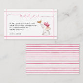 メルシフランスのピンクガール赤ちゃんシャワーサンキューカード エンクロージャーカード (正面/裏面)