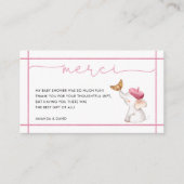 メルシフランスのピンクガール赤ちゃんシャワーサンキューカード エンクロージャーカード (正面)