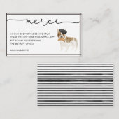 メルシフランスのブルドッグ赤ちゃんシャワーありがとう エンクロージャーカード (正面/裏面)