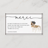 メルシフランスのブルドッグ赤ちゃんシャワーありがとう エンクロージャーカード (正面)