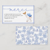 メルシフランスのーブルーボーイベビーシャワー感謝していヨ エンクロージャーカード (正面/裏面)
