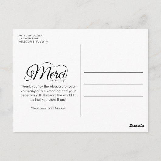 メルシービーコーお気に入りのプウェディングデイフォトポストカード ポストカード (裏面)