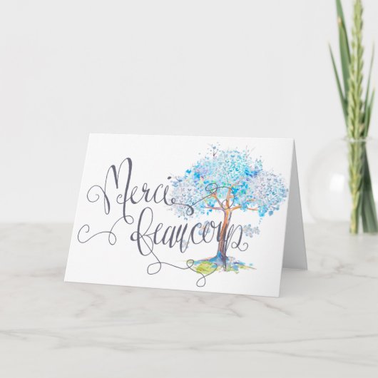 メルシーボークープターブルーツリーサンキューカード サンキューカード (正面)