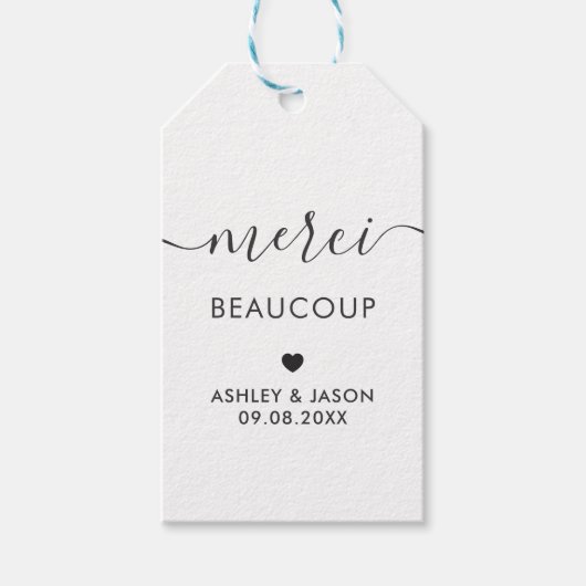メルシーボークー結婚トラベルの感謝ラベル、クラフト ギフトタグ (正面)