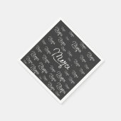 「メルシ」フランスの引用文ブラック&ホワイト柄 スタンダードカクテルナプキン (角)