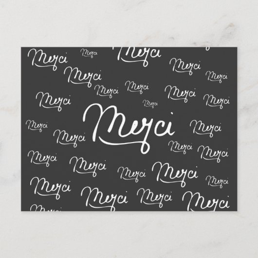 「メルシ」フランスの引用文ブラック&ホワイト柄 ポストカード (正面)