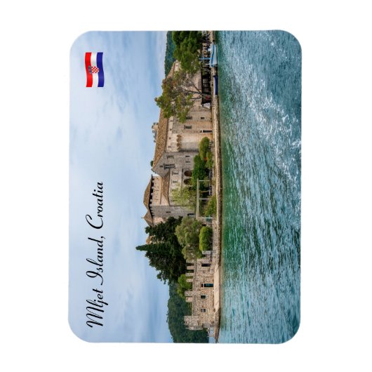 メルジェット島のベネディクト修道院 – クロアチア マグネット (縦)