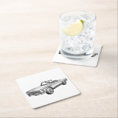 メルセデスベンツ280 slコンバーチブルカーイラストレーション スクエアペーパーコースター (インサイチュ)