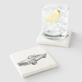 メルセデスベンツ280 slコンバーチブルカーイラストレーション ストーンコースター (横)