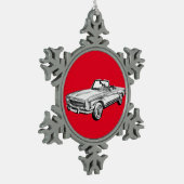 メルセデスベンツ280 SLコンバーチブルカーイラストレーション スノーフレークピューターオーナメント (左)