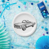 メルセデスベンツ280 slコンバーチブルカーイラストレーション ペーパープレート (パーティー)