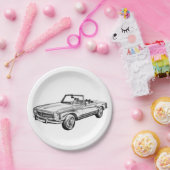 メルセデスベンツ280 slコンバーチブルカーイラストレーション ペーパープレート (パーティー)