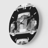 メルセデスベンツ300ラグジュアリーブラックアンドホワイトカーアート ラージ壁時計 (傾斜)