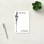 メルツポイントホワイトブラックGクレフ、 音符記号「ラマエストラ」カスタム ポストイット (オフィス)