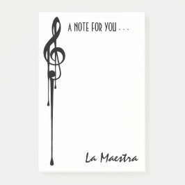 メルツポイントホワイトブラックGクレフ、 音符記号「ラマエストラ」カスタム ポストイット
