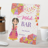 メルディバーかわいいインディアン花嫁の傘のテーブルの看板 台座サイン (インサイチュ)