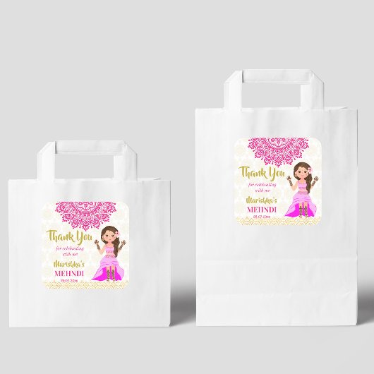 メルディピンクマゼンタマンダラインディアン感謝してい花嫁あなた スクエアシール