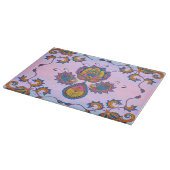メルディブルーとパープルフローラアートブルーブリス カッティングボード (角)