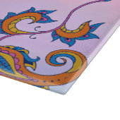 メルディブルーとパープルフローラアートブルーブリス カッティングボード (角)