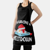 メルトダウンのクリスマス雪だるま雪を持っている エプロン (インサイチュ)
