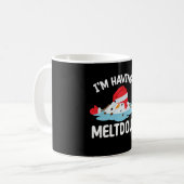 メルトダウンのクリスマス雪だるま雪を持っている コーヒーマグカップ (正面左)