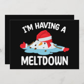 メルトダウンのクリスマス雪だるま雪を持っている 招待状 (正面/裏面)