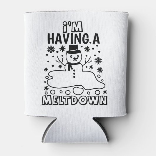 メルトダウンを持つ |クリスマスおもしろい雪だるまユーモア 缶クーラー (正面)