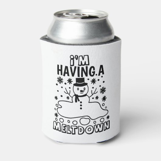 メルトダウンを持つ |クリスマスおもしろい雪だるまユーモア 缶クーラー (缶裏面)