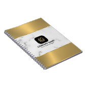 メルブルとメタリックの金ゴールドテクスチャーカスタムロゴ ノートブック (右側)