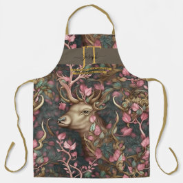メルヘンの鹿の茶色の色合いカスタムモノグラム エプロン