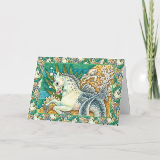 メルホース&ホワイトタコファンタジーユニコーン空白の カード (正面)