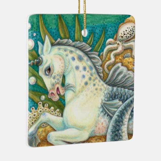 メルホース&ホワイトタコ、ファンタジーユニコーン馬 セラミックオーナメント (右)
