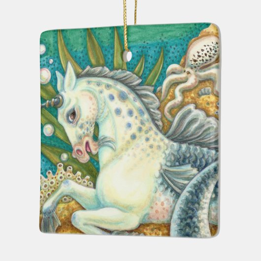 メルホース&ホワイトタコ、ファンタジーユニコーン馬 セラミックオーナメント (左)