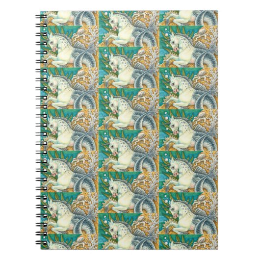 メルホース&ホワイトタコ、ファンタジーユニコーン馬 ノートブック (正面)