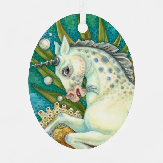 メルホース&ホワイトタコ、ファンタジーユニコーン馬 メタルオーナメント (正面)