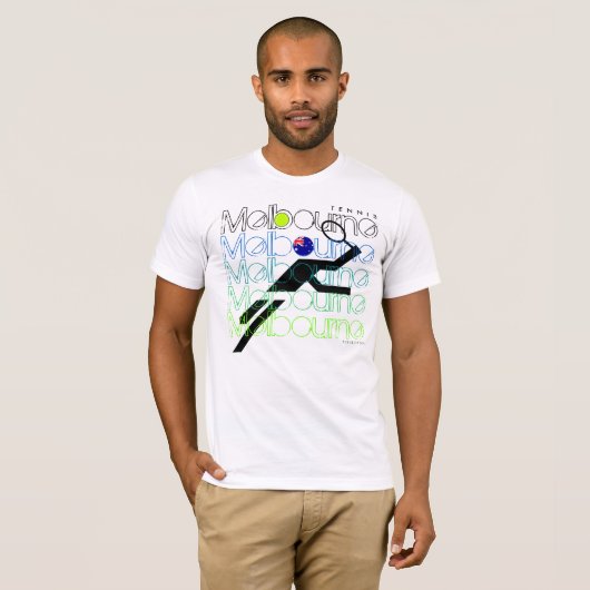 メルボルンのテニスの全豪オープンの旗2のTシャツ Tシャツ (正面フル)