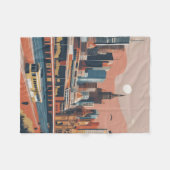 メルボルンのビンテージポスター フリースブランケット (正面(横))