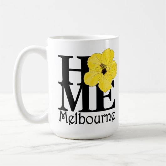 メルボルンの家の黄色いハイビスカス コーヒーマグカップ (左)
