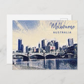 メルボルンオーストラリアウォーターカラーアート ポストカード (正面/裏面)