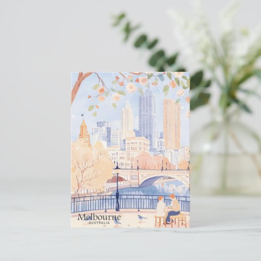 メルボルンオーストラリアゴーアッシュイラストレーショントラベル ポストカード (スタンド正面)