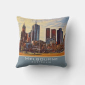 メルボルンオーストラリアスカイラインウォーターカラーアート クッション (裏面)