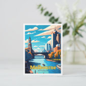 メルボルンオーストラリアトラベルアートヴィンテージ ポストカード (スタンド正面)