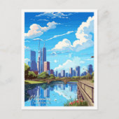 メルボルンオーストラリアトラベルヴィンテージイラストレーション ポストカード (正面)