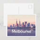 メルボルンオーストラリアパステルトラベルデザイン ポストカード (正面/裏面)